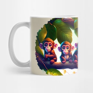 Funny monkeys gathering on a branch Mug